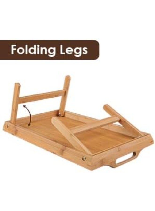 ترابيزة خشب متعددة الاستخدامات، صينية تقديم طعام قابلة للطي بتصميم عملي، طاولة سرير مريحة للأكل أو العمل، مناسبة للاستخدام اليومي داخل المنزل - Image 5